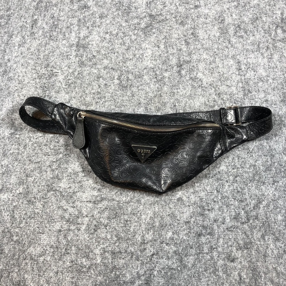 Guess Belt Bag Womens M Black Logo Monogram Fanny Pack